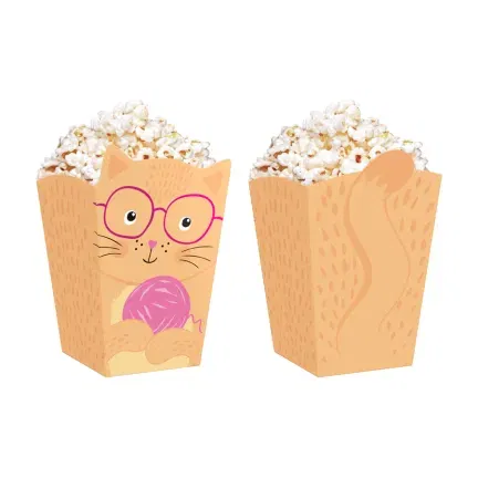 Pudełko na popcorn Kotki 8,5x15cm 6szt. zestaw Pudełko na popcorn Kotki 8,5x15cm 6szt. zestaw
