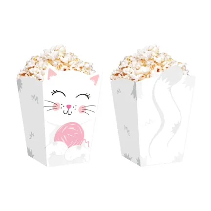 Pudełko na popcorn Kotki 8,5x15cm 6szt. zestaw Pudełko na popcorn Kotki 8,5x15cm 6szt. zestaw