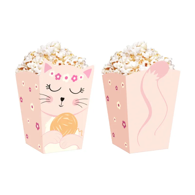 Pudełko na popcorn Kotki 8,5x15cm 6szt. zestaw Pudełko na popcorn Kotki 8,5x15cm 6szt. zestaw