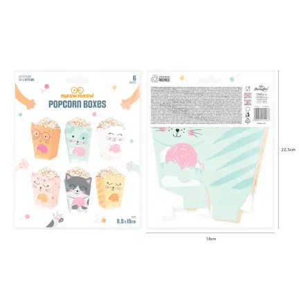 Pudełko na popcorn Kotki 8,5x15cm 6szt. zestaw Pudełko na popcorn Kotki 8,5x15cm 6szt. zestaw