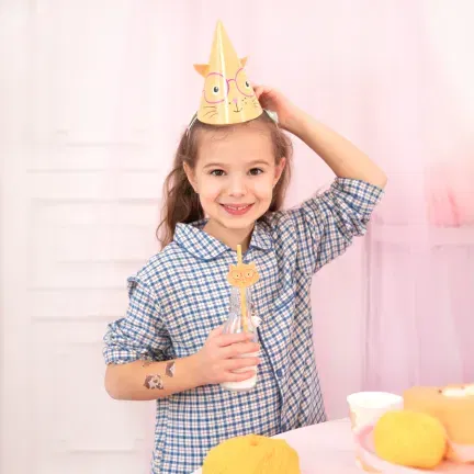 Czapeczki urodzinowe Kotki 6szt. zestaw