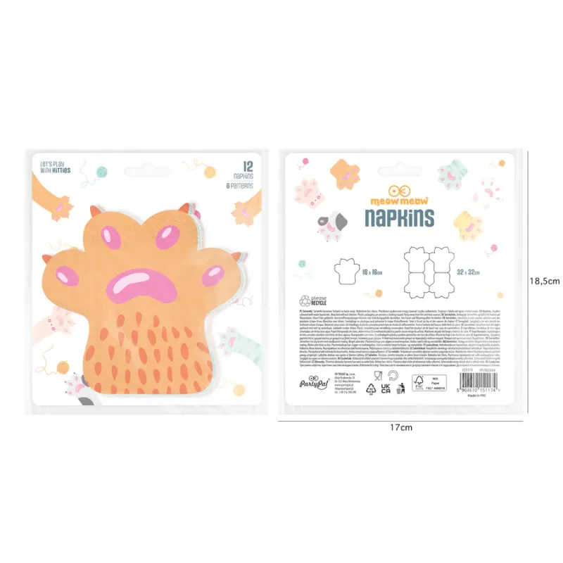 Serwetki Kotki Łapki 12szt. Serwetki Kotki Łapki 12szt.
