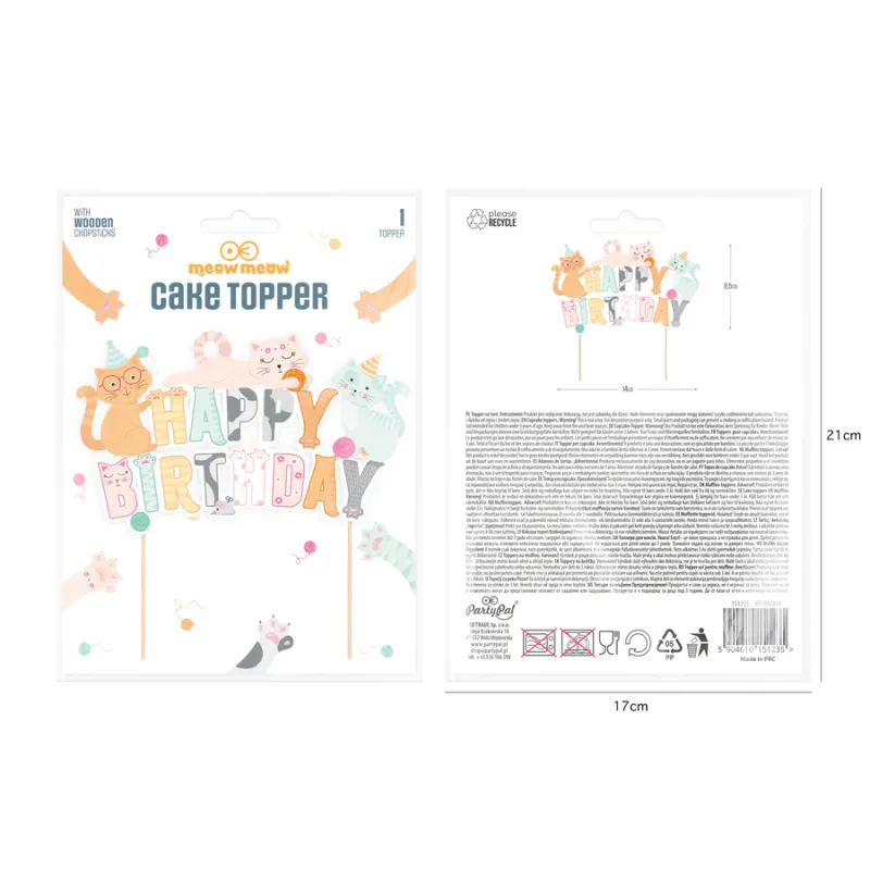 Topper na tort Kotki 1szt. Topper na tort Kotki 1szt.