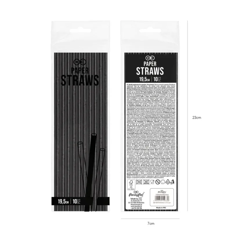 Słomki papierowe czarne 10szt. Słomki papierowe czarne 10szt.