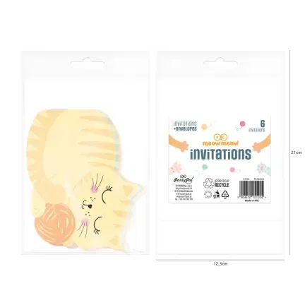 Zaproszenie na imprezę Kotki 6szt. zestaw