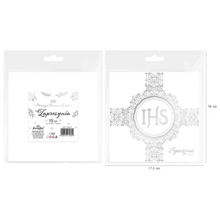 Zaproszenie na komunię biało-srebrne 10szt.