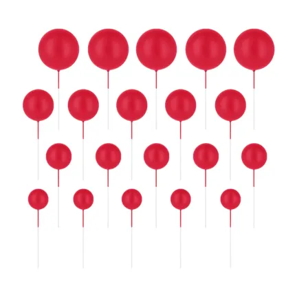Toppery na tort kulki czerwone matowe 20sztuk zestaw Toppery na tort kulki czerwone matowe 20sztuk zestaw