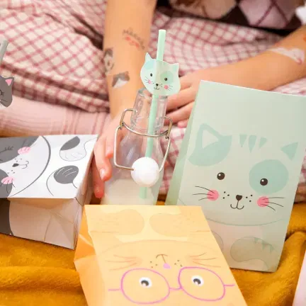 Słomki papierowe Kotki 19,5cm 6szt. zestaw