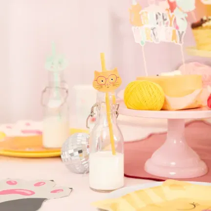 Słomki papierowe Kotki 19,5cm 6szt. zestaw