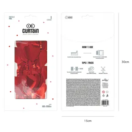 Kurtyna imprezowa Serca czerwona 100x200cm