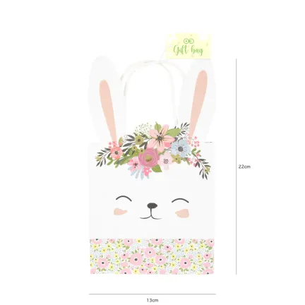 Torebki na prezenty w kształcie Zajączka z kwiatami małe 1 szt.