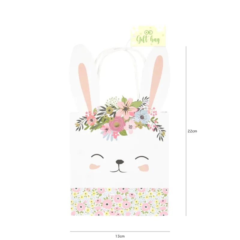 Torebki na prezenty w kształcie Zajączka z kwiatami małe 1 szt.