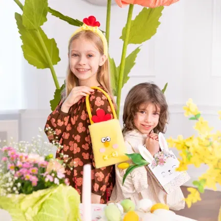 Torebki na prezenty w kształcie Zajączka z kwiatami małe 1 szt.