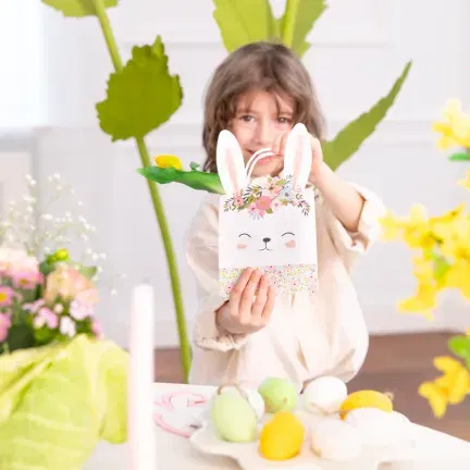 Torebki na prezenty w kształcie Zajączka z kwiatami małe 1 szt.