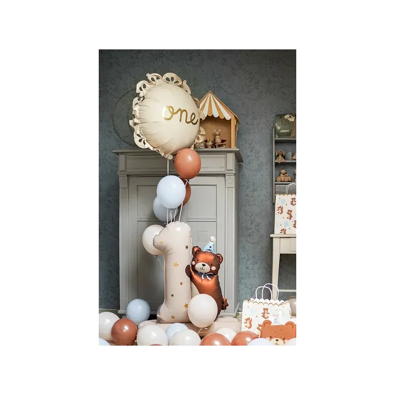Balon foliowy Cyfra "1" z Misiem, 81 x 72 cm