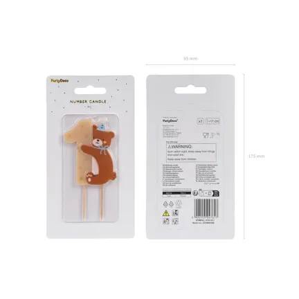 Świeczka urodzinowa Cyferka 1 z misiem 7 cm Świeczka urodzinowa Cyferka 1 z misiem 7 cm