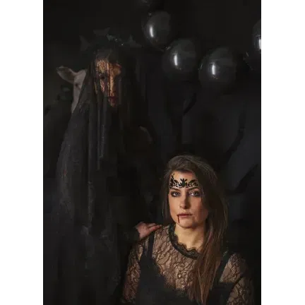 Dekoracja na twarz Kryształki, czarne, 14.5x5.5cm Dekoracja na twarz Kryształki, czarne, 14.5x5.5cm