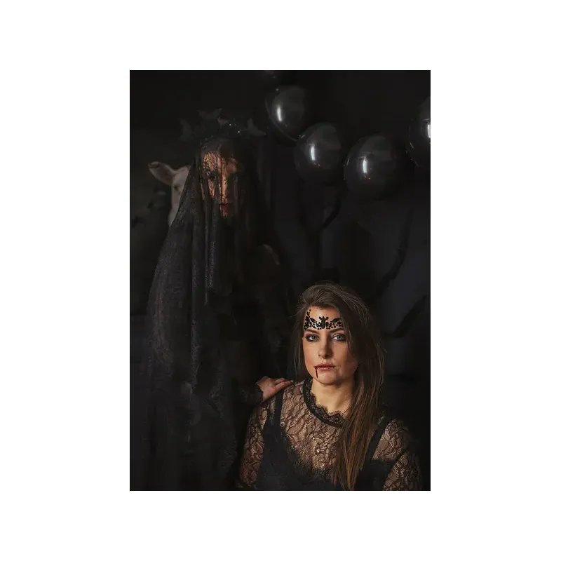 Dekoracja na twarz Kryształki, czarne, 14.5x5.5cm Dekoracja na twarz Kryształki, czarne, 14.5x5.5cm