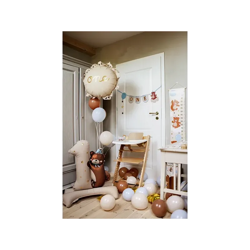 Balon foliowy kremowy ONE z falbanką 51,5x51,5 cm Balon foliowy kremowy ONE z falbanką 51,5x51,5 cm