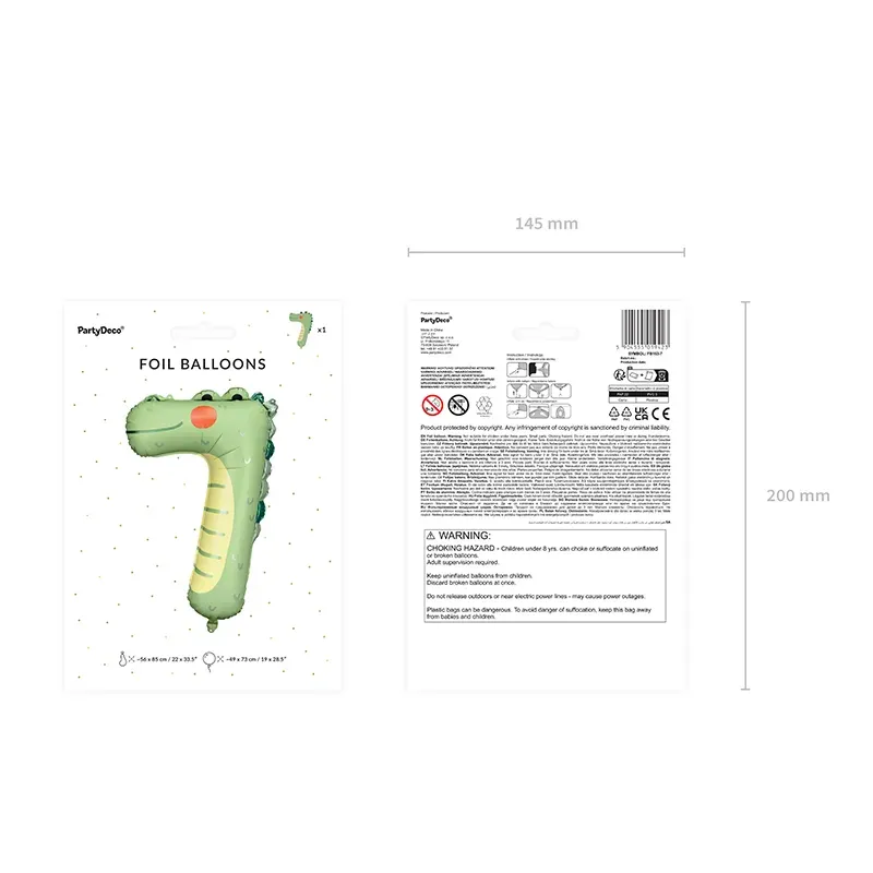 Balon foliowy Cyfra 7 - Krokodyl, 56x85 cm Balon foliowy Cyfra 7 - Krokodyl, 56x85 cm