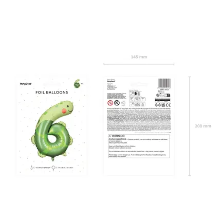 Balon foliowy Cyfra 6 - Żółw, 75x96 cm