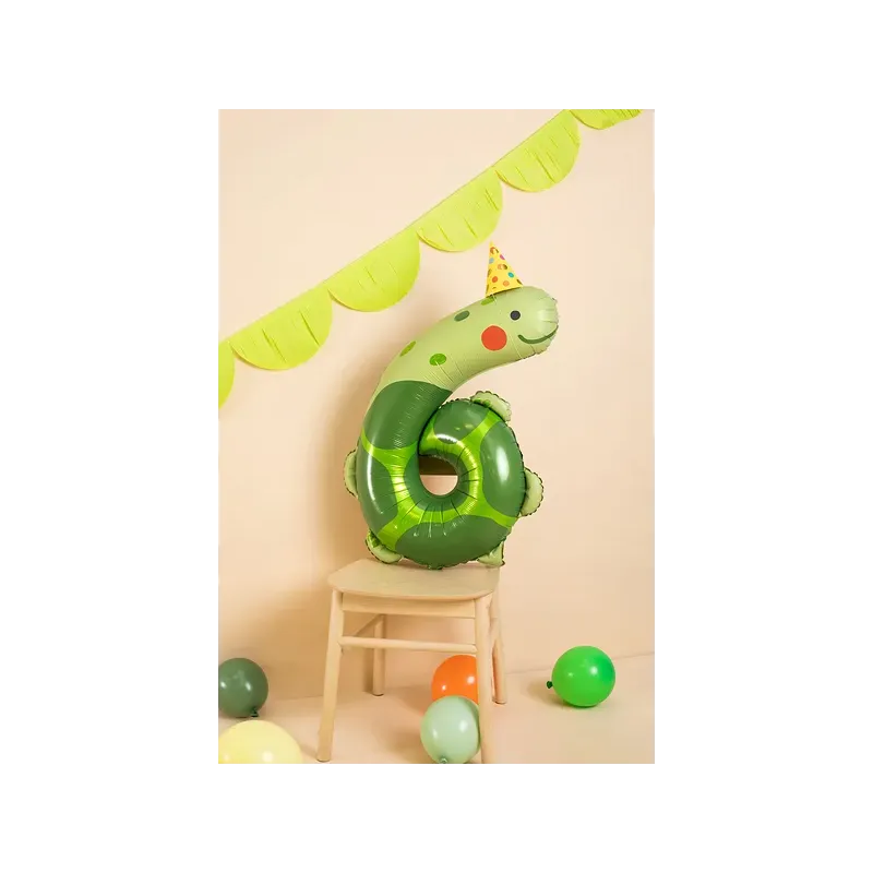 Balon foliowy Cyfra 6 - Żółw, 75x96 cm