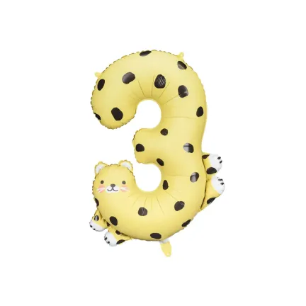 Balon foliowy Cyfra 3 - Gepard, 68x98 cm