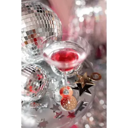 Znaczniki na kieliszki Happy New Year, 7.5-9.5cm