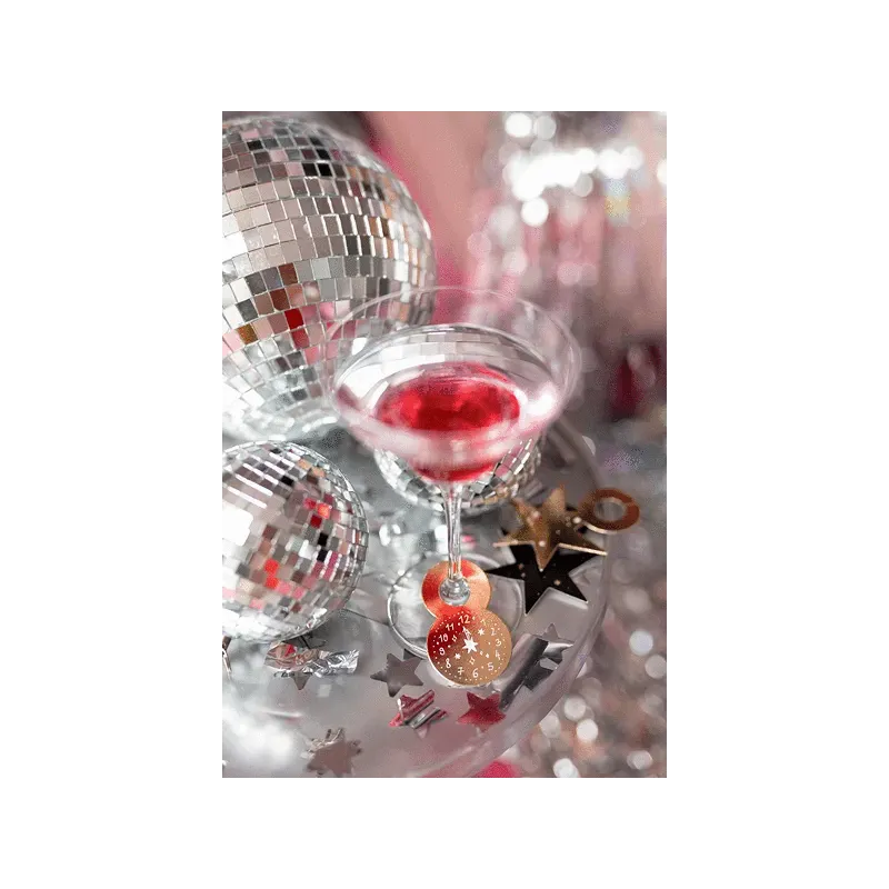 Znaczniki na kieliszki Happy New Year, 7.5-9.5cm