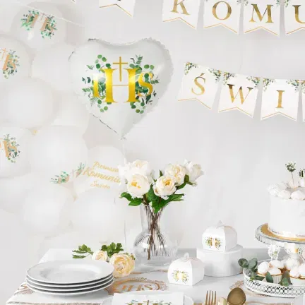 Balony komunijne biodegradowalne Komunia Święta IHS Eukaliptus 12cali 6szt. zestaw Balony komunijne biodegradowalne Komunia Święta IHS Eukaliptus 12cali 6szt. zestaw