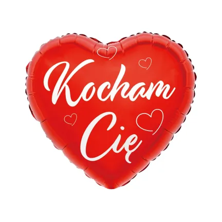 Balon foliowy "Kocham Cię", czerwone serce, 18"