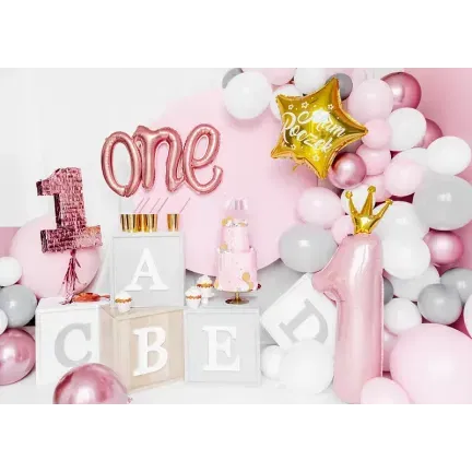 Balon foliowy Cyfra ''1'', 37x100 cm, róż