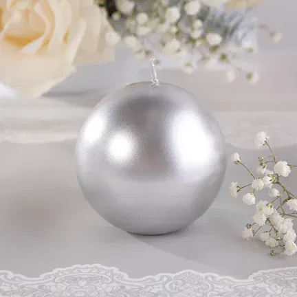 Świeca metalizowana Kula, srebrna 6cm
