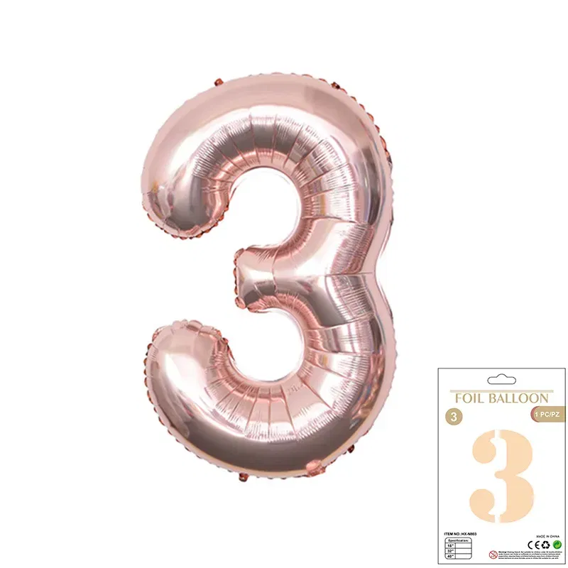 Balon Foliowy Rose Gold "3" 1m Balon Foliowy Rose Gold "3" 1m