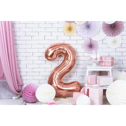 Balon Foliowy Rose Gold "2" 1m Balon Foliowy Rose Gold "2" 1m