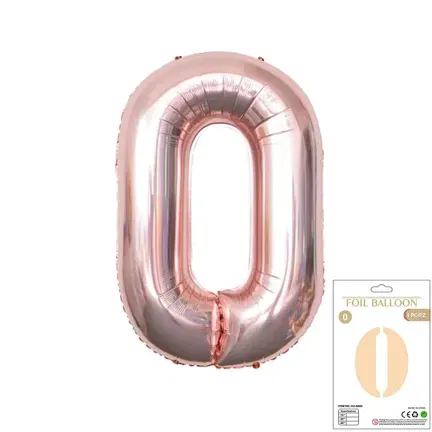 Balon Foliowy Rose Gold "0" 1m