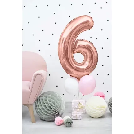 Balon Foliowy Rose Gold "6" 1m Balon Foliowy Rose Gold "6" 1m
