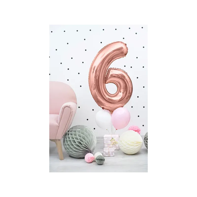 Balon Foliowy Rose Gold "6" 1m Balon Foliowy Rose Gold "6" 1m