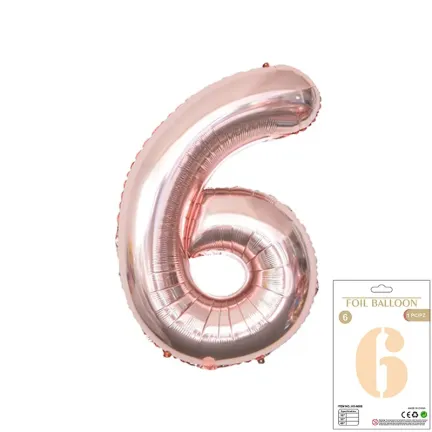 Balon Foliowy Rose Gold "6" 1m Balon Foliowy Rose Gold "6" 1m