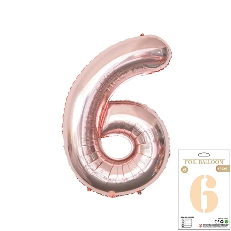 Balon Foliowy Rose Gold "6" 1m Balon Foliowy Rose Gold "6" 1m