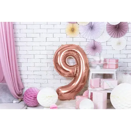 Balon Foliowy Rose Gold "9" 1m Balon Foliowy Rose Gold "9" 1m
