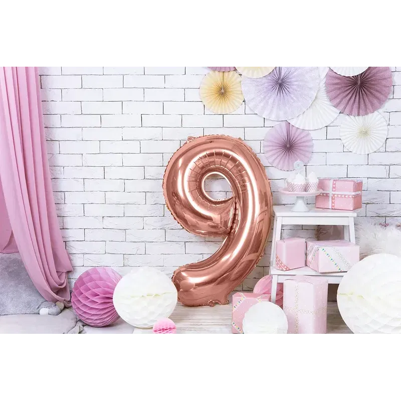 Balon Foliowy Rose Gold "9" 1m Balon Foliowy Rose Gold "9" 1m