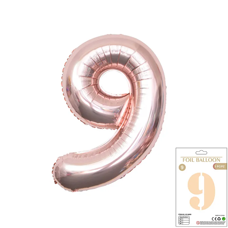 Balon Foliowy Rose Gold "9" 1m Balon Foliowy Rose Gold "9" 1m