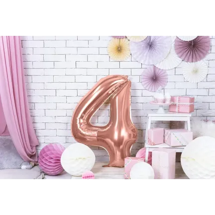 Balon Foliowy Rose Gold "4" 1m Balon Foliowy Rose Gold "4" 1m