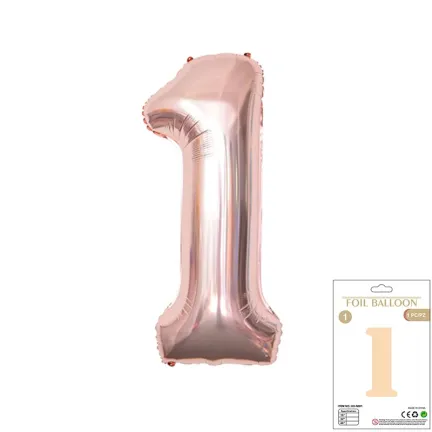 Balon Foliowy Rose Gold "1" 1m