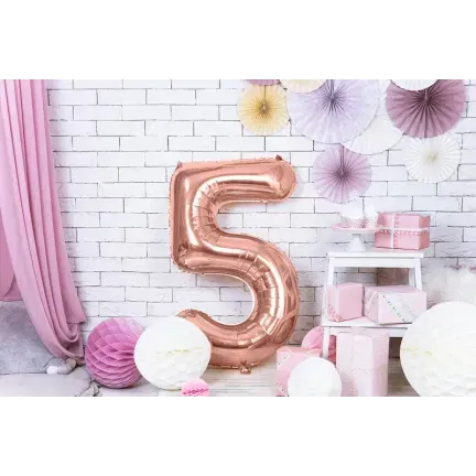 Balon Foliowy Rose Gold "5" 1m Balon Foliowy Rose Gold "5" 1m