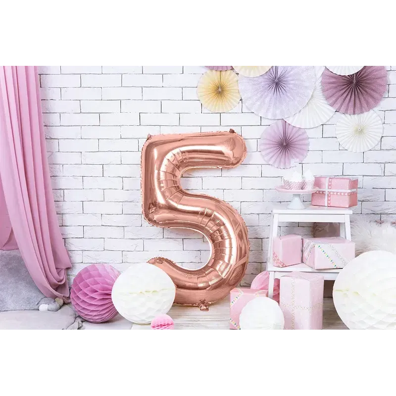 Balon Foliowy Rose Gold "5" 1m Balon Foliowy Rose Gold "5" 1m