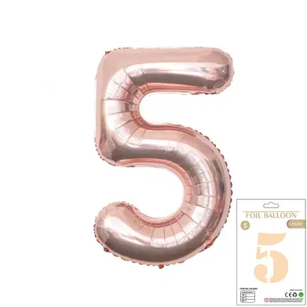 Balon Foliowy Rose Gold "5" 1m Balon Foliowy Rose Gold "5" 1m