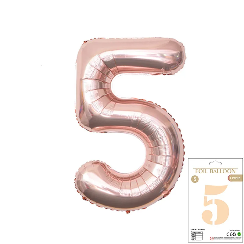 Balon Foliowy Rose Gold "5" 1m Balon Foliowy Rose Gold "5" 1m