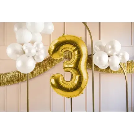 Balon Foliowy Złoty "3" 1m